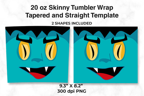 Vampire 20 oz Skinny Tumbler Wrap Tapered and Straight Template, Halloween Design. Sublimation Sublimatiz Designs 