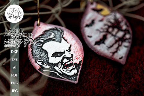 Vampire & Bats Glowforge Earrings SVG Halloween Vampire Earrings SVG Bat Earrings SVG Vampire Laser Earrings Bat Glowforge Earrings SVG Diva Watts Designs 