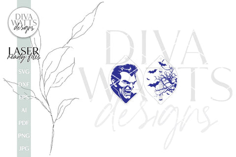 Vampire & Bats Glowforge Earrings SVG Halloween Vampire Earrings SVG Bat Earrings SVG Vampire Laser Earrings Bat Glowforge Earrings SVG Diva Watts Designs 