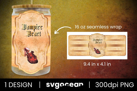 Vampire Heart Can Glass PNG Sublimation SvgOcean 