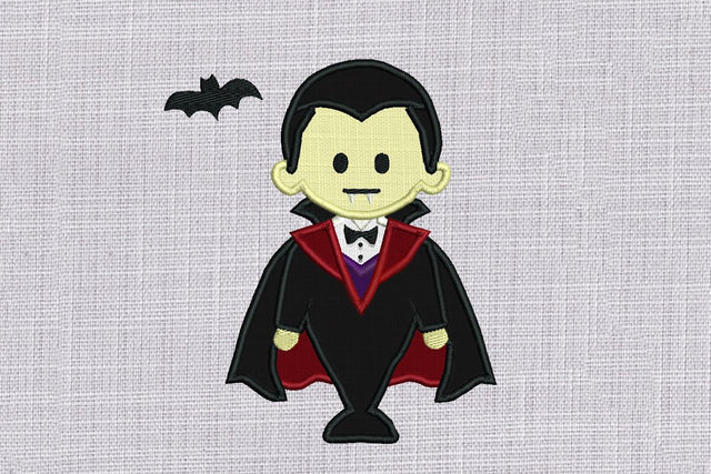 Vampire with Bat Applique Embroidery Design Embroidery/Applique DESIGNS Designed by Geeks 