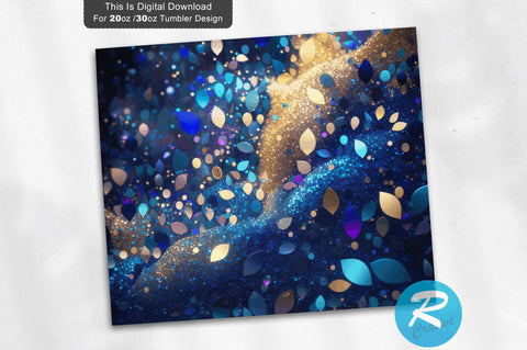 Vanilla Almond Navy Blue Faux Glitter 20 oz / 30 oz Tumbler PNG Sublimation Regulrcrative 