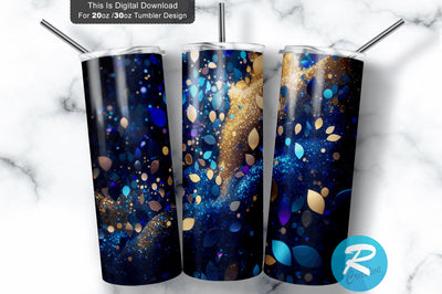 Vanilla Almond Navy Blue Faux Glitter 20 oz / 30 oz Tumbler PNG Sublimation Regulrcrative 