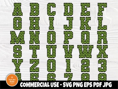 Varsity alphabet SVG | Chevron font svg | Pattern font svg | Chevron letter svg | Chevron jersey numbers | Alphabet cut files | Cricut svg SVG TonisArtStudio 