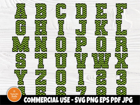 Varsity alphabet SVG | Chevron font svg | Pattern font svg | Chevron letter svg | Chevron jersey numbers | Alphabet cut files | Cricut svg SVG TonisArtStudio 
