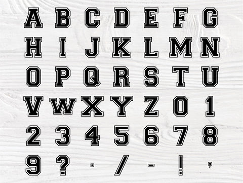 Varsity font SVG, College font svg, Varsity alphabet svg