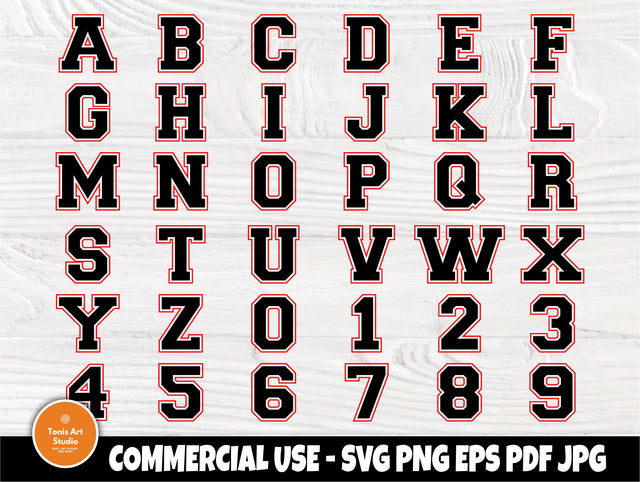 Varsity font SVG | College font svg | Varsity alphabet svg | Svg cut files for cricut | Varsity letters and numbers | Sport alphabet svg SVG TonisArtStudio 
