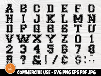 Varsity font SVG | College font svg | Varsity alphabet svg | Svg cut files for cricut | Varsity letters and numbers | Sport alphabet svg SVG TonisArtStudio 