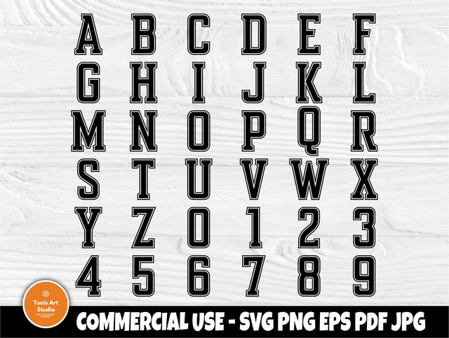 Varsity font SVG, College Svg, Monogram Font Svg SVG TonisArtStudio 