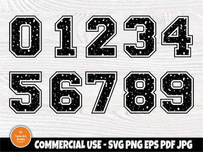 Varsity numbers SVG | Grunge svg | Birthday numbers | Numbers CUT FILES | Distressed number svg | Svg files for cricut and silhouette cameo SVG TonisArtStudio 