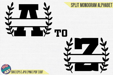 Varsity Split Monogram Alphabet SVG | 26 Split Letters SVG HQDigitalArt 
