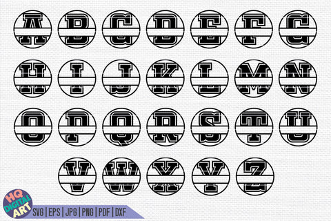 Varsity Split Monogram Alphabet SVG | 26 Split Letters SVG HQDigitalArt 