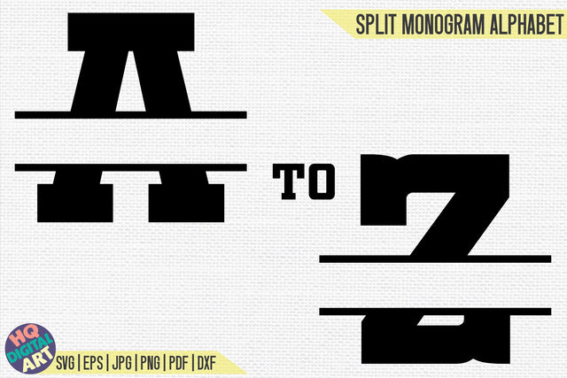 Varsity Split Monogram Alphabet SVG | 26 Split Letters SVG HQDigitalArt 