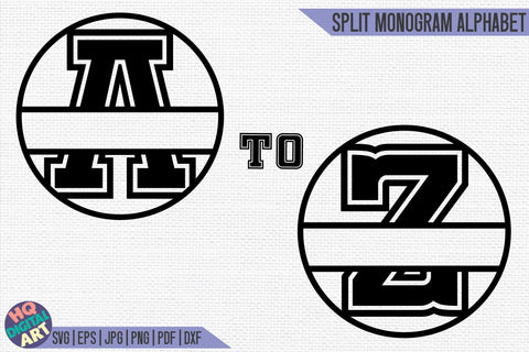 Varsity Split Monogram Alphabet SVG | 26 Split Letters SVG HQDigitalArt 