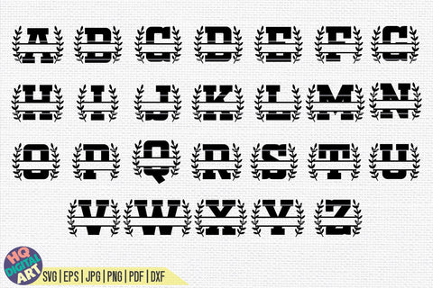Varsity Split Monogram Alphabet SVG | 26 Split Letters SVG HQDigitalArt 