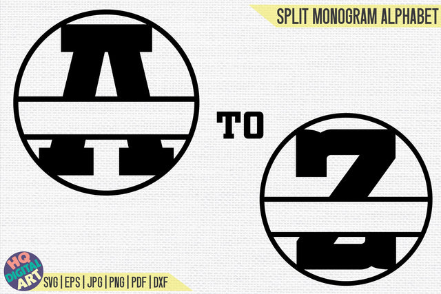 Varsity Split Monogram Alphabet SVG | 26 Split Letters SVG HQDigitalArt 