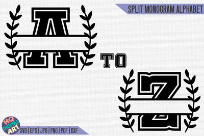 Varsity Split Monogram Alphabet SVG | 26 Split Letters SVG HQDigitalArt 