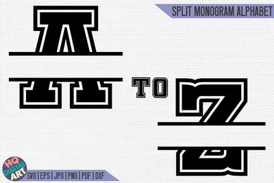 Varsity Split Monogram Alphabet SVG | 26 Split Letters SVG HQDigitalArt 