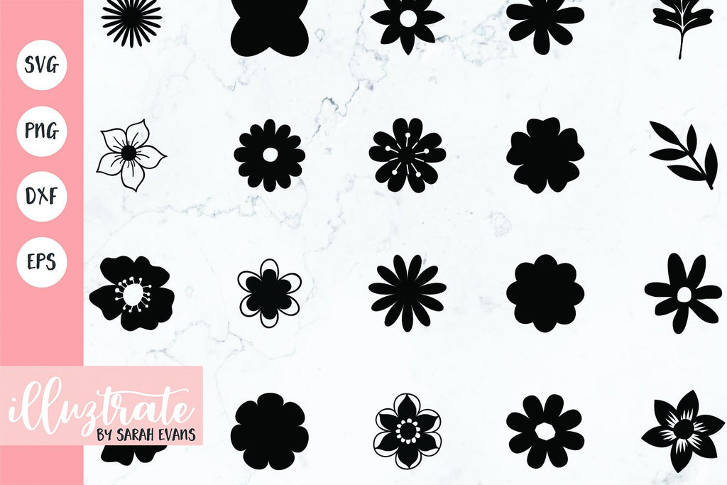 Vector Flower Collection - Layered Flowers SVG Cut Files - So Fontsy