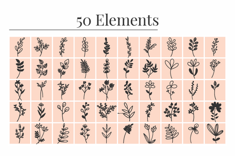 Vector Line Art Floral Element Bundle SVG Masyafi Studio 