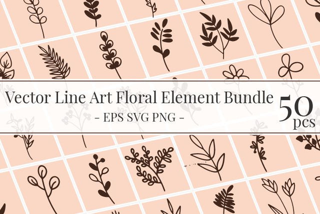 Vector Line Art Floral Element Bundle SVG Masyafi Studio 