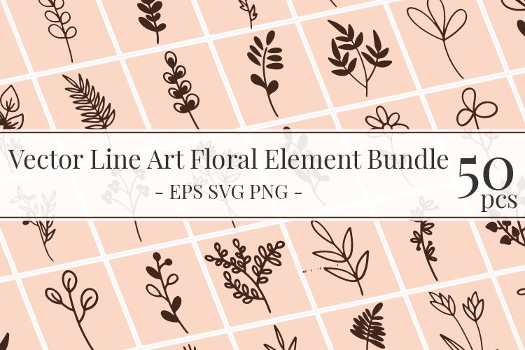 Vector Line Art Floral Element Bundle SVG Masyafi Studio 