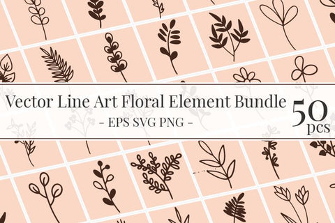 Vector Line Art Floral Element Bundle SVG Masyafi Studio 