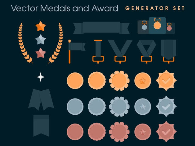 Vector Medals and Award Icon Generator Set SVG Arts By Naty 