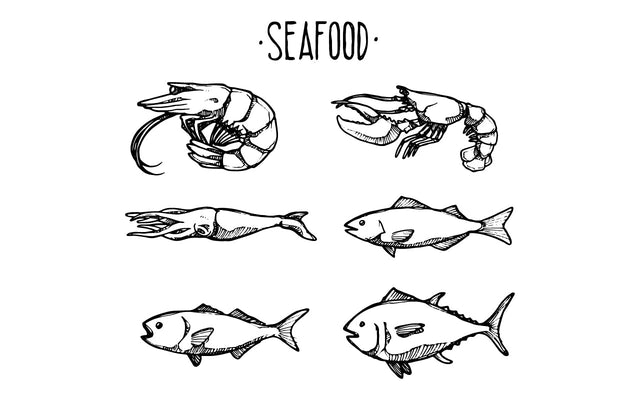 Vector vintage seafood restaurant illustration. Hand drew banner. Great for many, banner, flyer, card, seafood business promote. SVG naemmiah021 