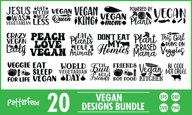 Vegan SVG Designs Bundle SVG PatternFeed8 