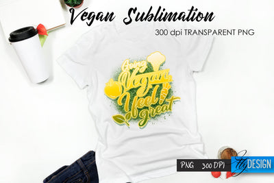 Vegan T-Shirt Sublimation. Food T-Shirt Design v.14 Sublimation Fly Design 