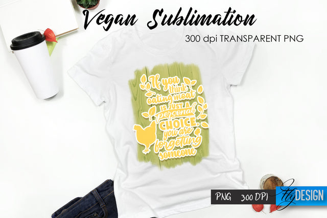 Vegan T-Shirt Sublimation. Food T-Shirt Design v.17 Sublimation Fly Design 