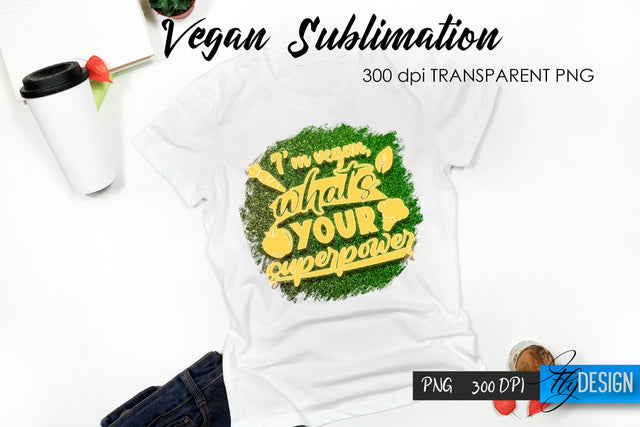 Vegan T-Shirt Sublimation. Food T-Shirt Design v.20 Sublimation Fly Design 