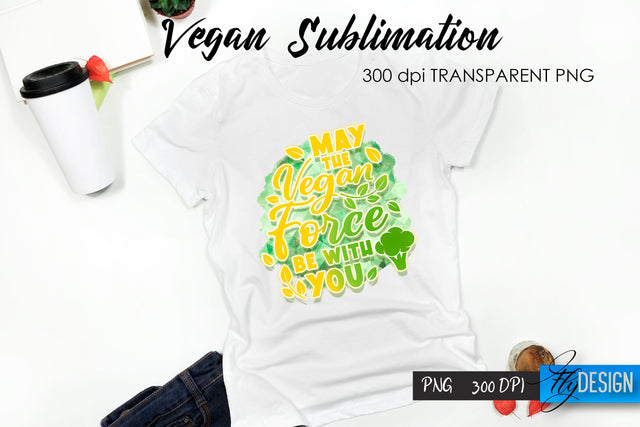 Vegan T-Shirt Sublimation. Food T-Shirt Design v.23 Sublimation Fly Design 