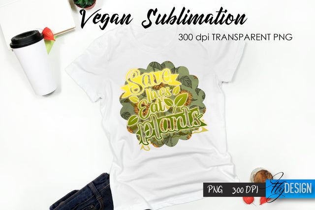 Vegan T-Shirt Sublimation. Food T-Shirt Design v.31 Sublimation Fly Design 