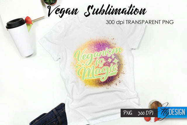 Vegan T-Shirt Sublimation. Food T-Shirt Design v.42 Sublimation Fly Design 