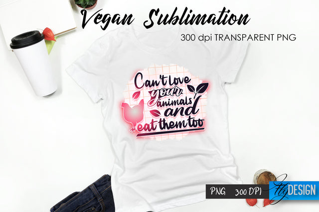 Vegan T-Shirt Sublimation. Food T-Shirt Design v.9 Sublimation Fly Design 