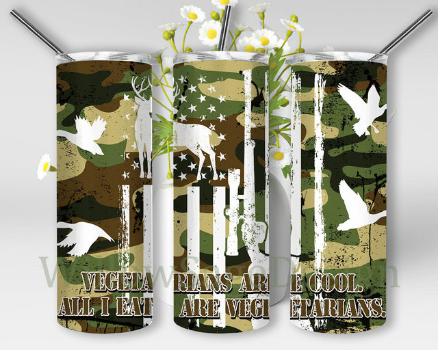 Vegetarians Are Cool Design Png, Deer Hunting Camo Hunt 20oz Skinny Tumbler, Camo Tumbler Wrap, American Flag Tumbler Png, Digital Download Sublimation WillowSageDesign 