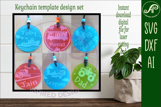 Vehicle set B keychain DIGITAL SVG personalized designs x 6 SVG APInspireddesigns 