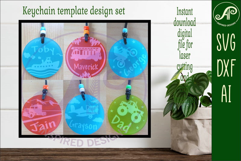 Vehicle set B keychain DIGITAL SVG personalized designs x 6 SVG APInspireddesigns 