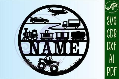 Vehicles name sign svg laser cut template SVG APInspireddesigns 