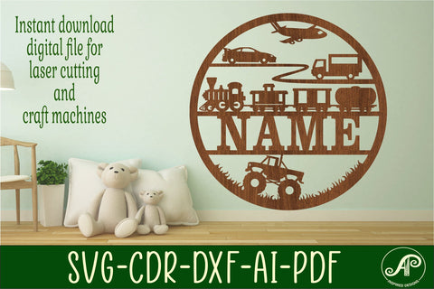 Vehicles name sign svg laser cut template SVG APInspireddesigns 