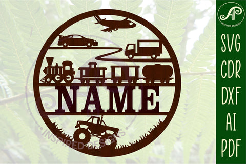 Vehicles name sign svg laser cut template SVG APInspireddesigns 