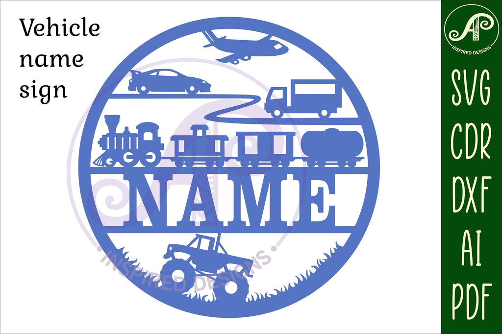 Vehicles name sign svg laser cut template - So Fontsy