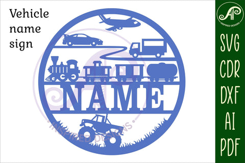 Vehicles name sign svg laser cut template SVG APInspireddesigns 