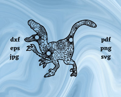 Velociraptor Mandala SVG Cut File SVG Northern Light SVG 