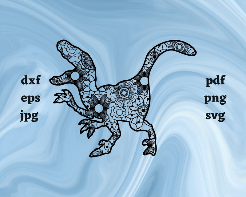 Velociraptor Mandala SVG Cut File SVG Northern Light SVG 