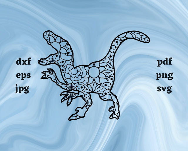 Velociraptor Mandala SVG Cut File SVG Northern Light SVG 
