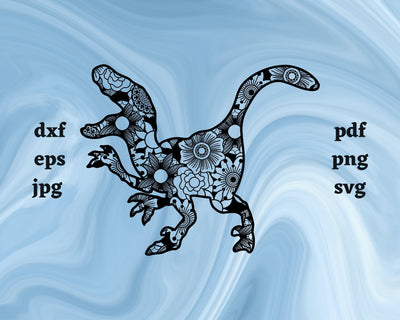 Velociraptor Mandala SVG Cut File SVG Northern Light SVG 