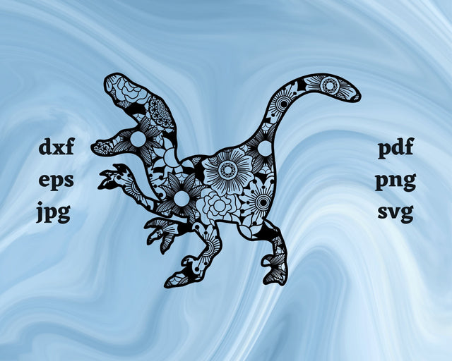 Velociraptor Mandala SVG Cut File SVG Northern Light SVG 